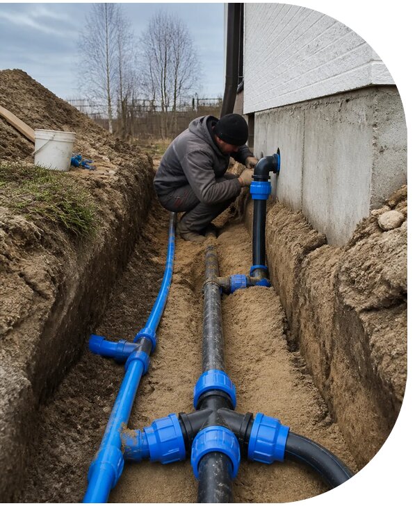 Монтаж наружного водопровода на участке под ключ в Салавате